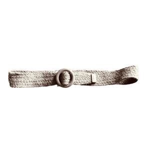 Zara Straw Belt Jute Woven Wood Circular Buckle Size Medium NEW